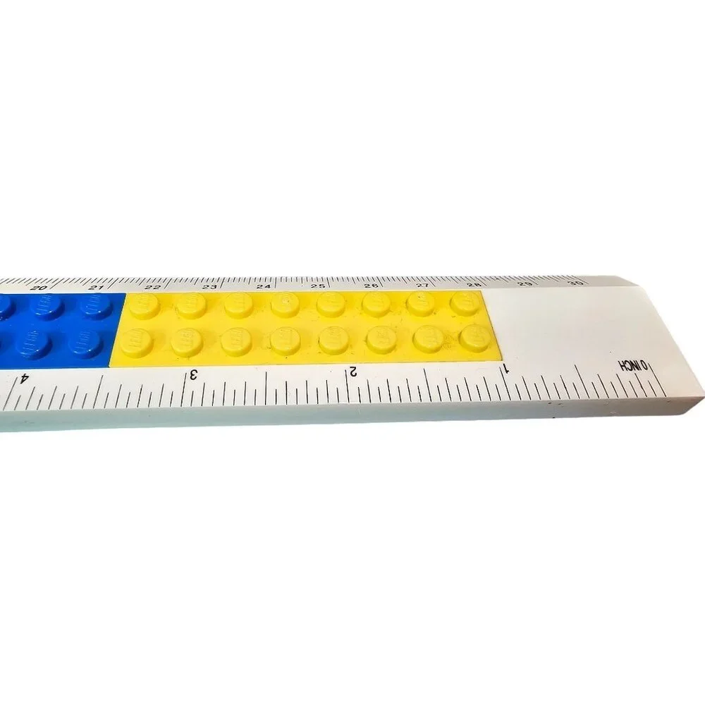 LEGO Ruler Colorful Brick Design 12 Inches White Multi-Color Buildable 2013